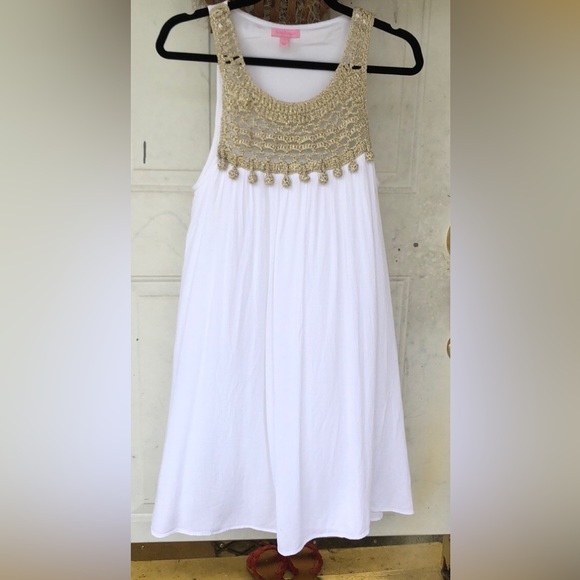 Lilly Pulitzer size large white dress with gold. - Picture 4 of 14